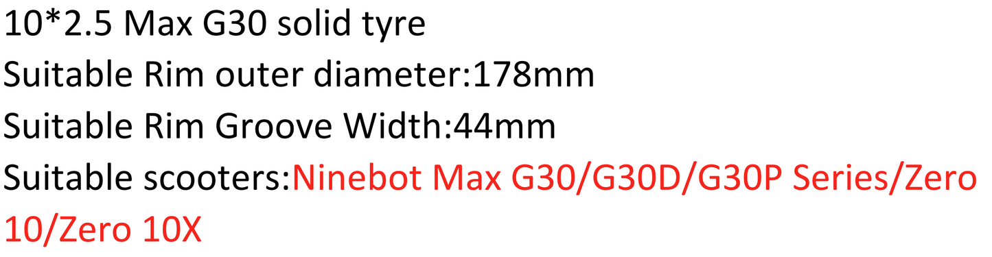 10x2.5 max/60/70-6.5/g30/xiaomi 4/solid tire/bolzzen comando