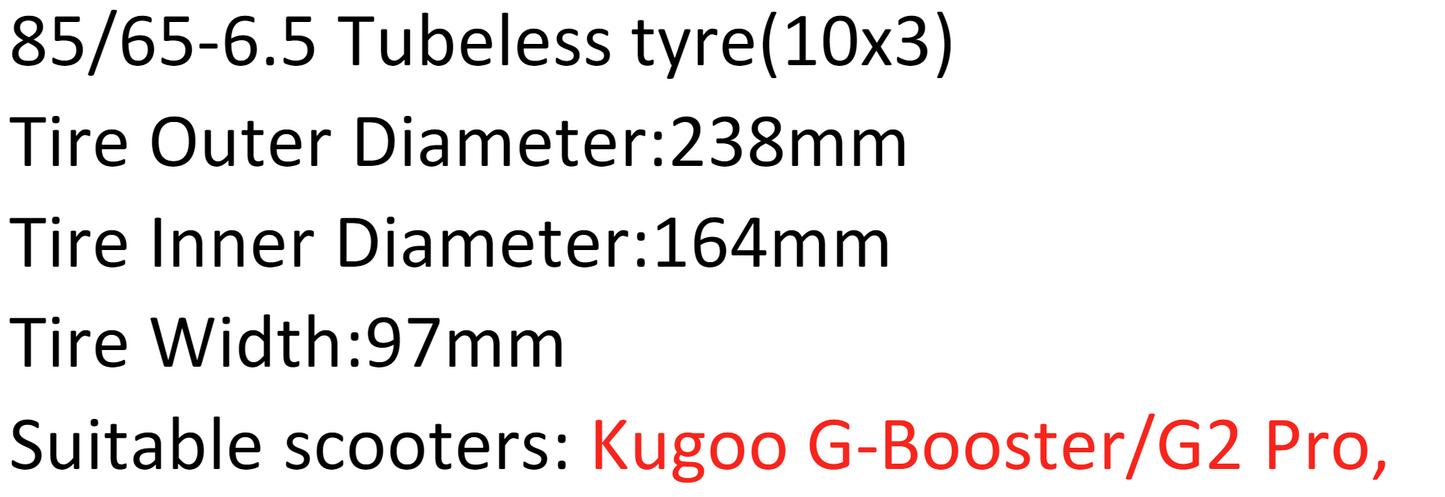 85/65-6.5 tubeless Tyre For Kugoo G-Booster