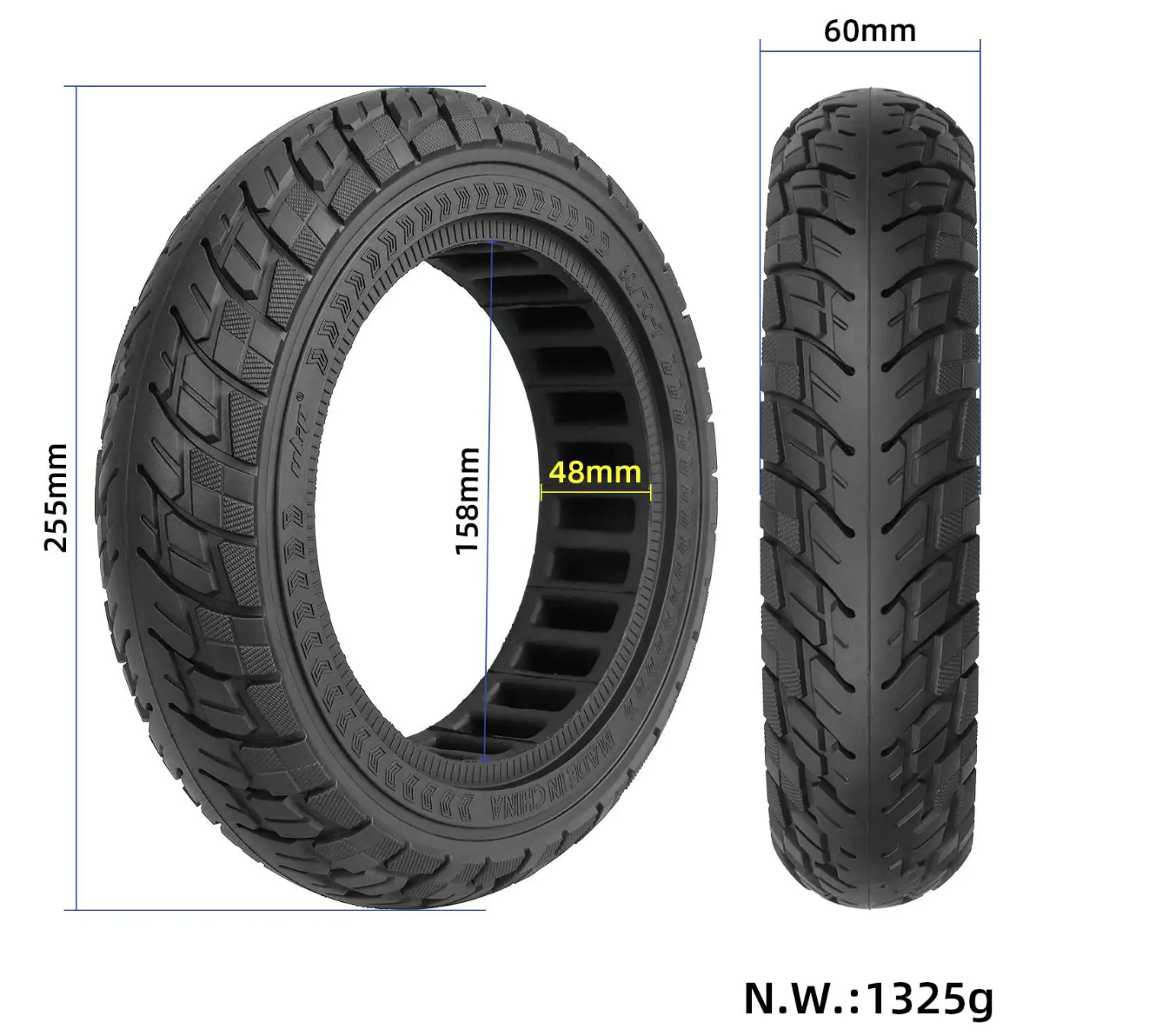60/70-7.0(10x2.5) solid tire (xiaomi pro 4/inmotion s1)